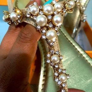 Gently used Unisa pearl & rhinestone gold sandals